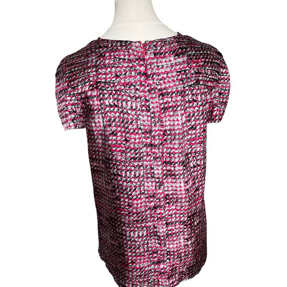 Walter Shirt Size 4 Pink Black Gray Silk Short Sleeve Pleated Corpcore Classic - Picture 6 of 16